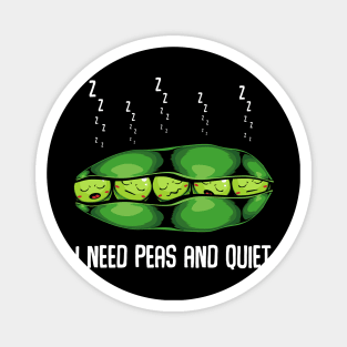 Peas - I Need Peas And Quiet - Cute Sleeping Vegetables Magnet